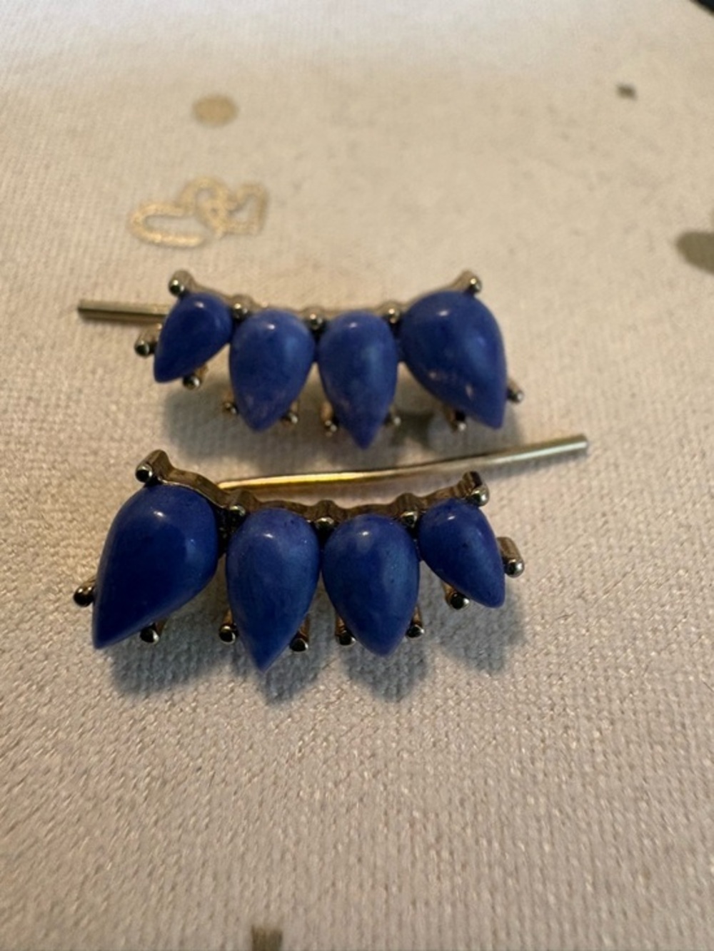 Blue Teardrop Cluster Ear Climbers Earrings